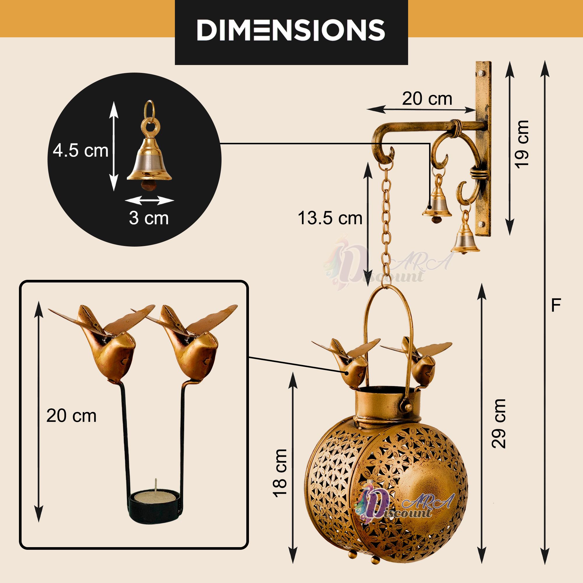 Bird laltern Hanging Tealight Candle Holder / Wall Hanging Tealight Holder-4