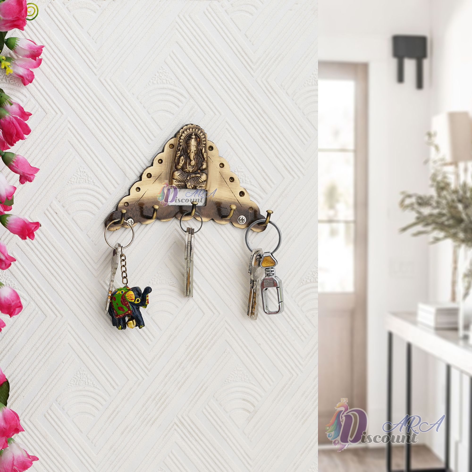 Antique Brass Ganpati Key Holder-1