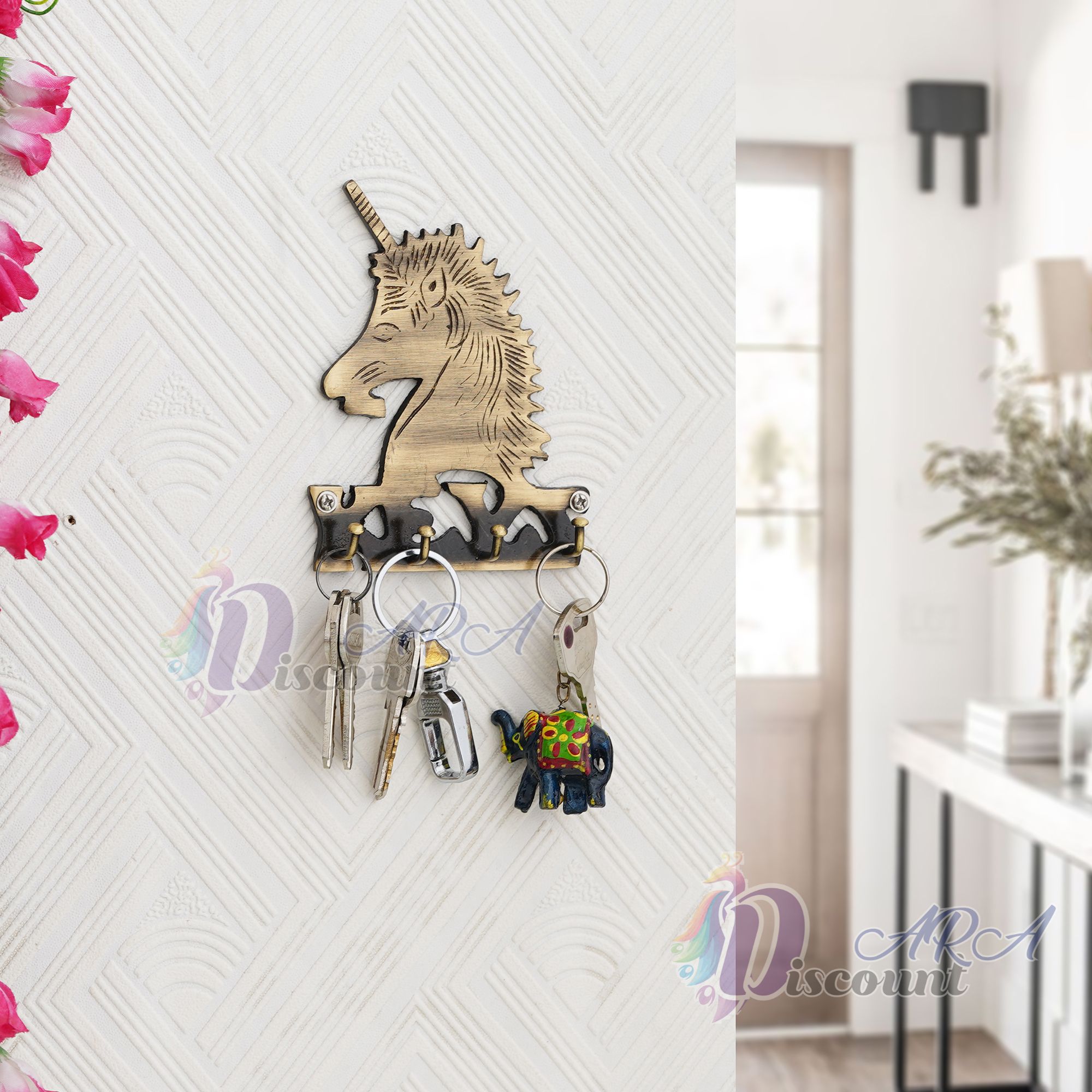 Unicorn Brass Key holder For Home Decoration-1