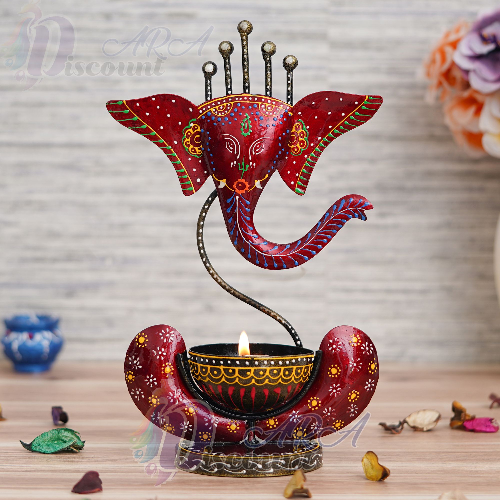 Lord Ganesha Tealight Holder / Ganpati Diya / Gift Items-1