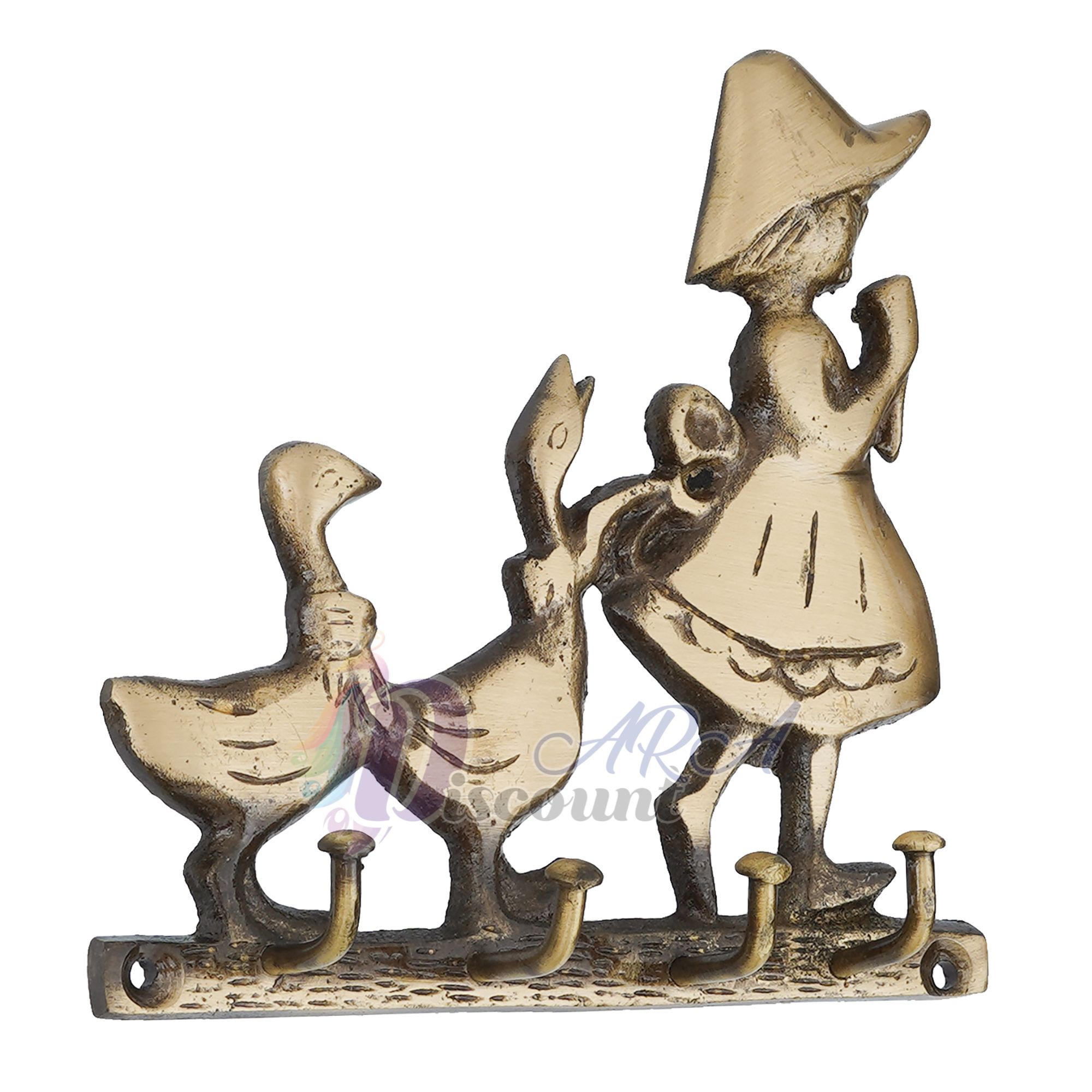 Antique Polished Brass Lady Key Holder-2