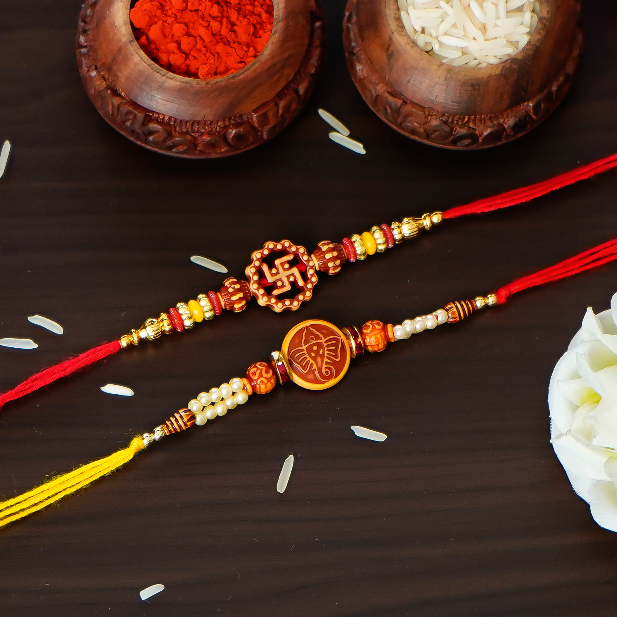Designer Rakhi Set of 2 , Chawal Roli Pack | Bhaiya/Bhai Rakhi | Rakha Bandhan