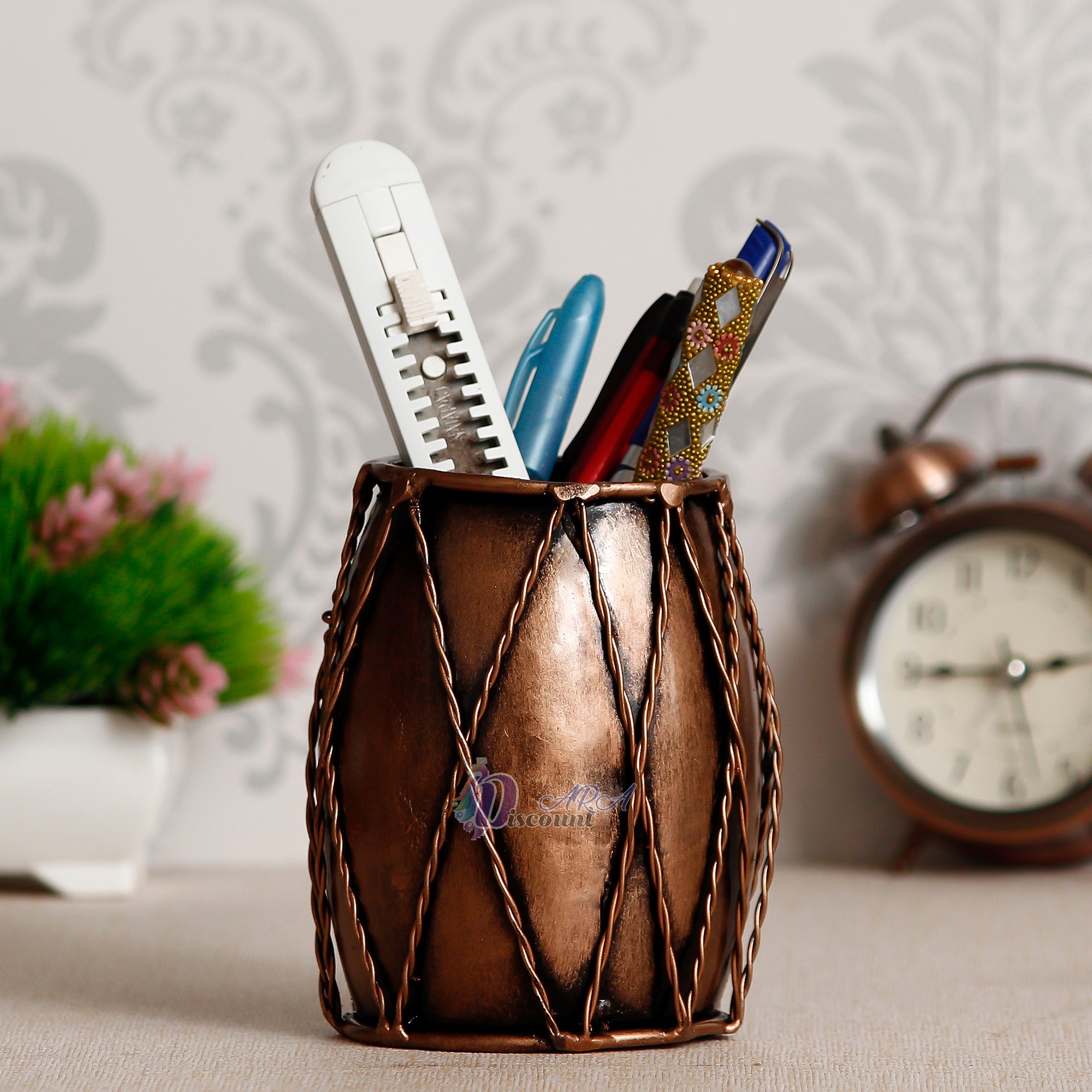 Dholak Pen Holder For Table Decor / Office Decoration Items