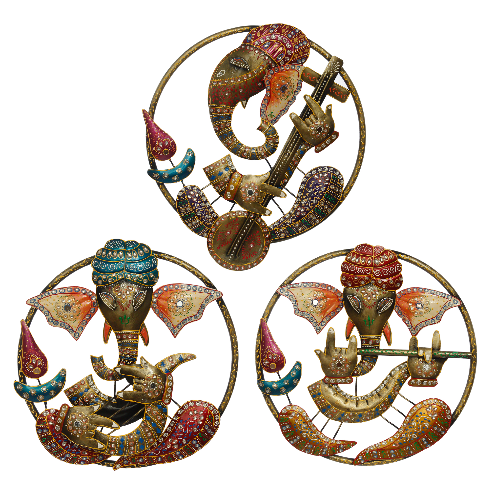 Lord Ganesha Iron Wall Hanging For Home Decoration / Ganpati Wall Decor Items-3