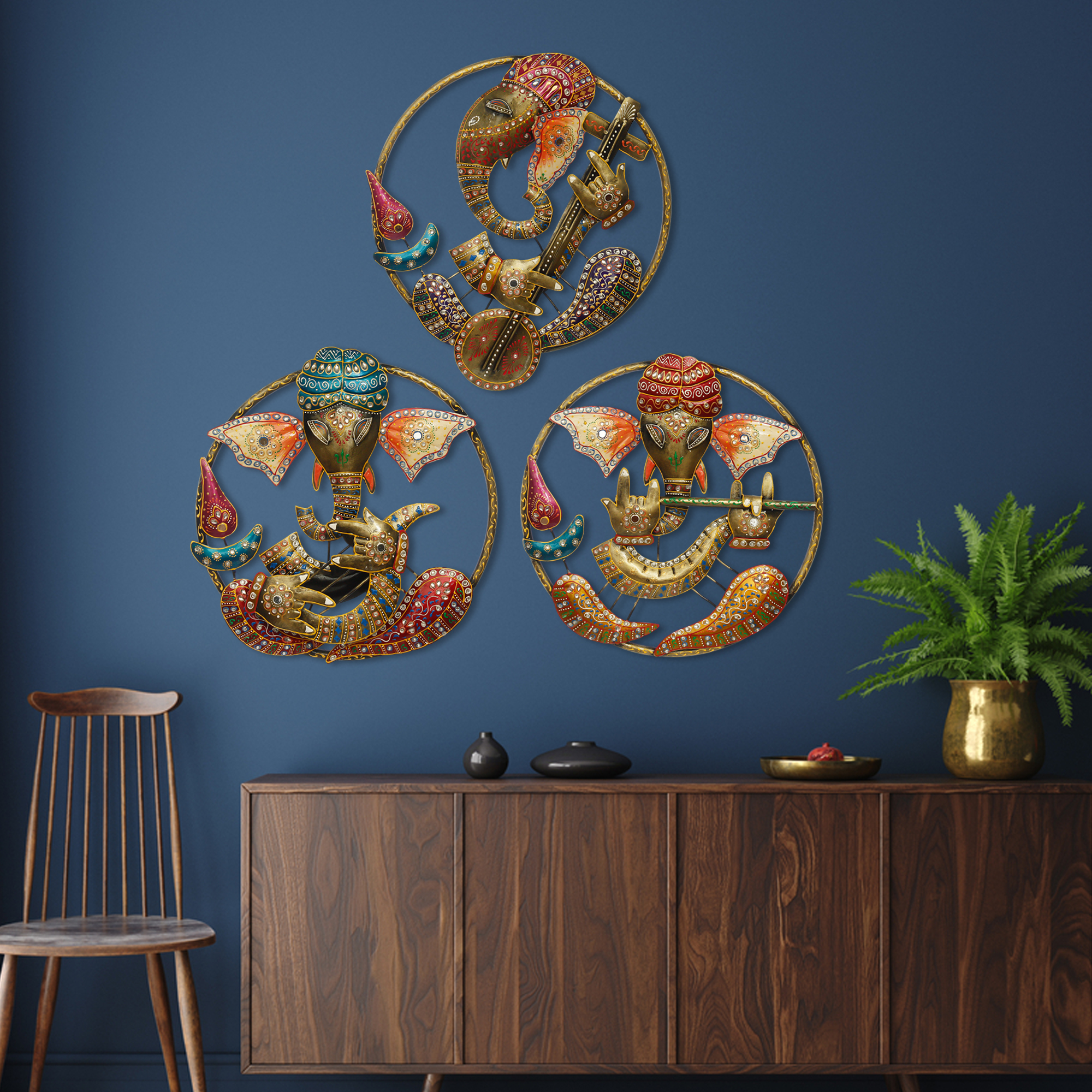 Lord Ganesha Iron Wall Hanging For Home Decoration / Ganpati Wall Decor Items-1