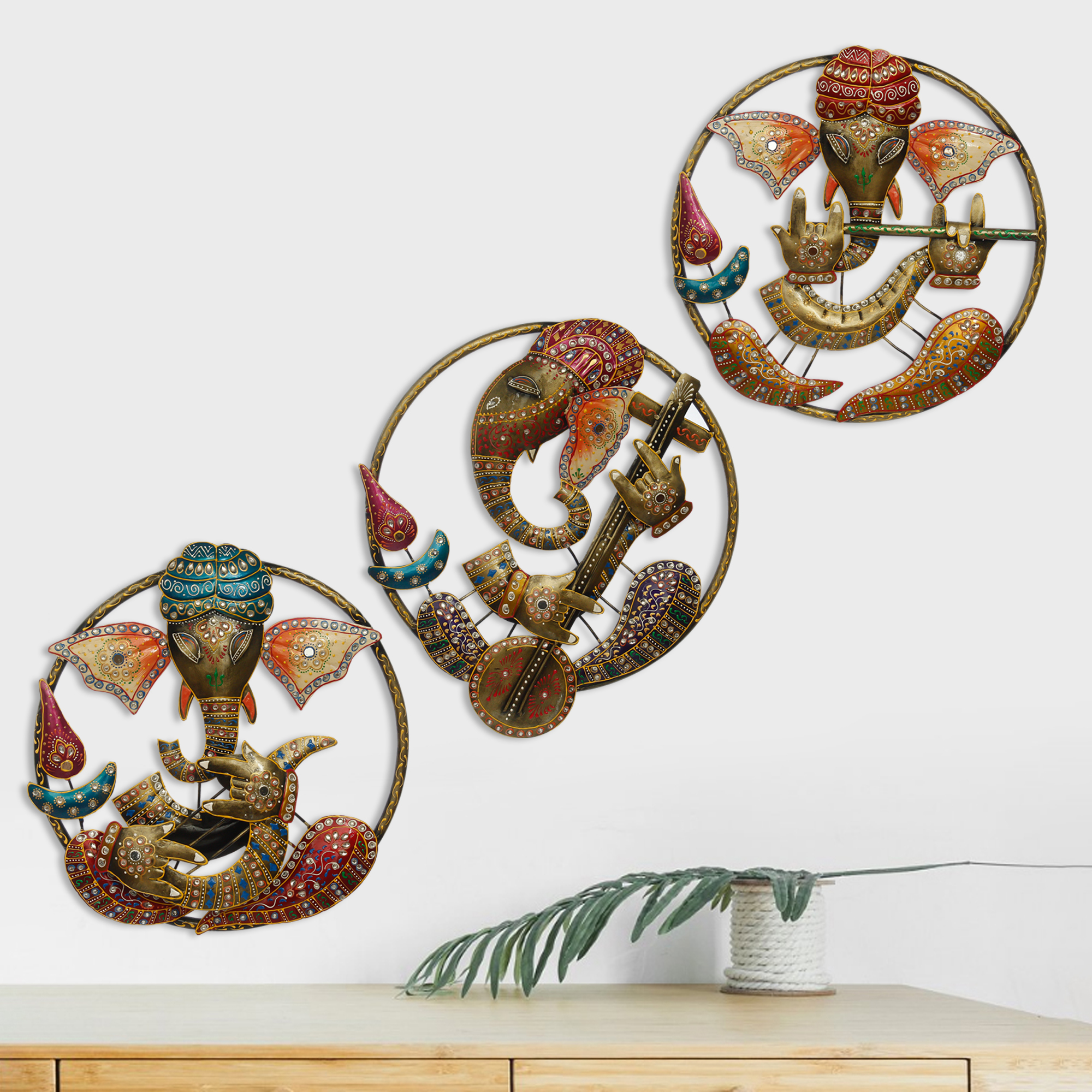 Lord Ganesha Iron Wall Hanging For Home Decoration / Ganpati Wall Decor Items-2