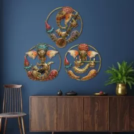 Lord Ganesha Iron Wall Hanging For Home Decoration / Ganpati Wall Decor Items